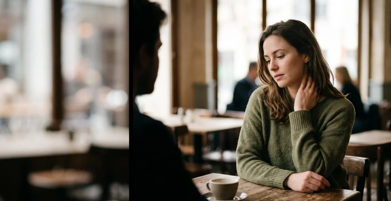 Silhouette d'une personne dont la posture et les mains révèlent une émotion intérieure cachée