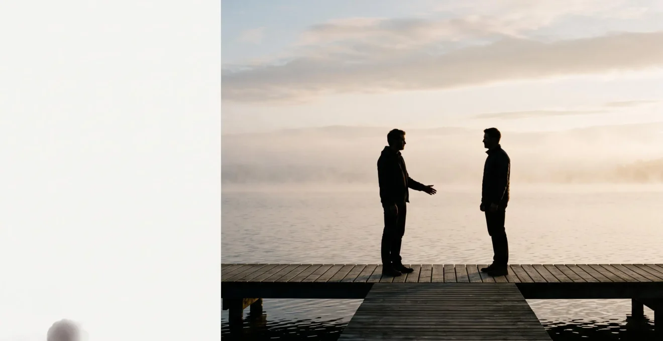 Silhouette d'un couple face a l'aube, symbolisant la traversee d'une crise conjugale vers un nouveau depart