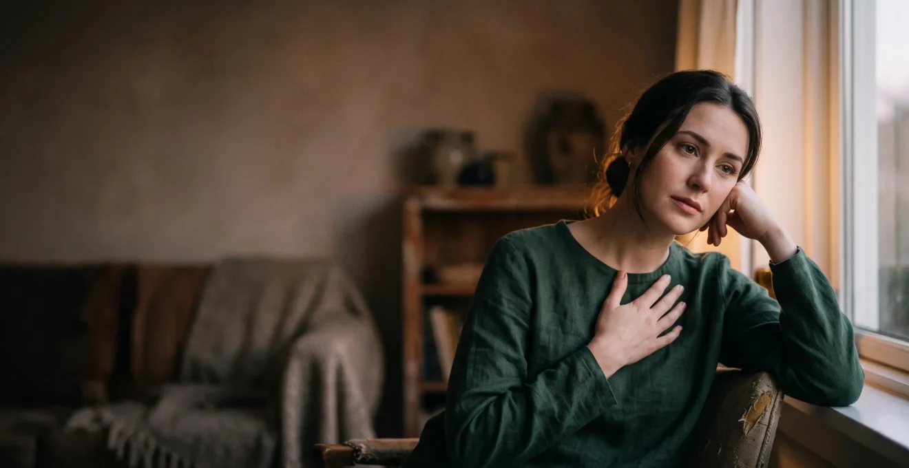 Portrait intime d'une personne en pleine introspection, cherchant les mots justes pour exprimer une émotion complexe
